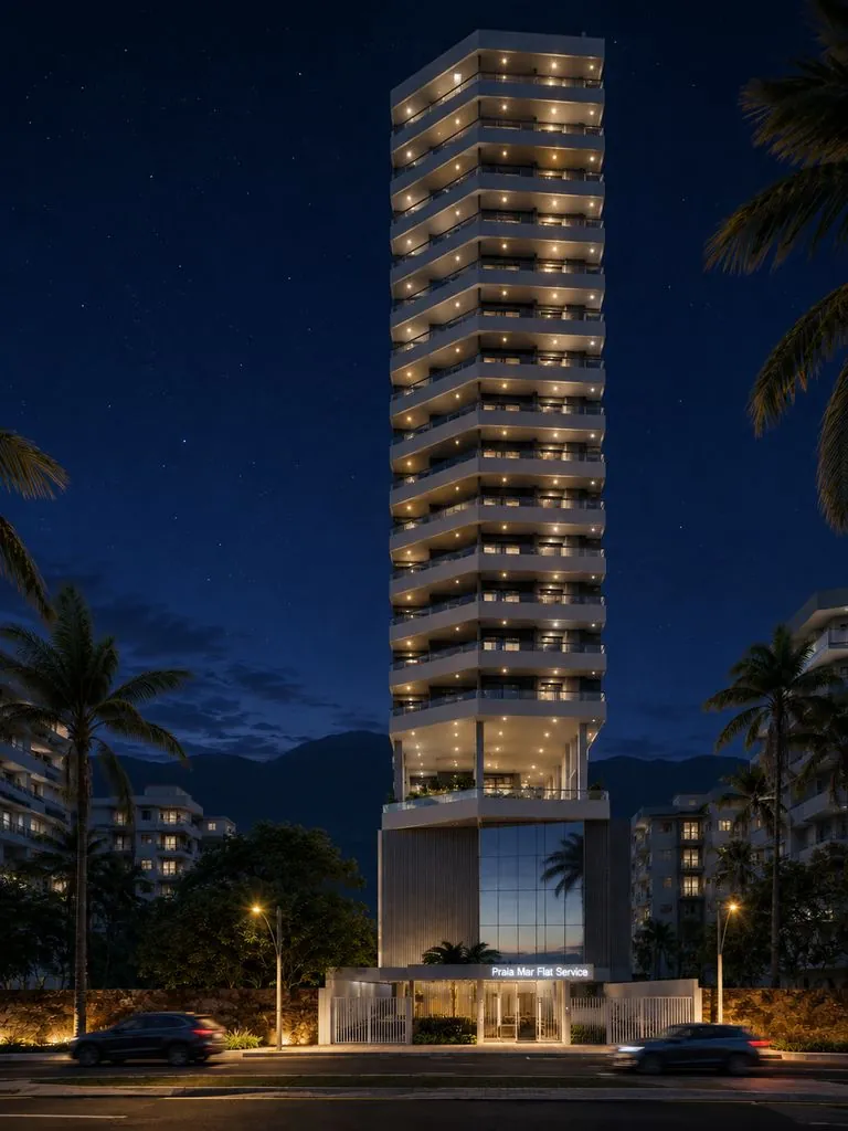 Apartamento frente mar em Praia Grande-SP, 1 dormitório com vista mar