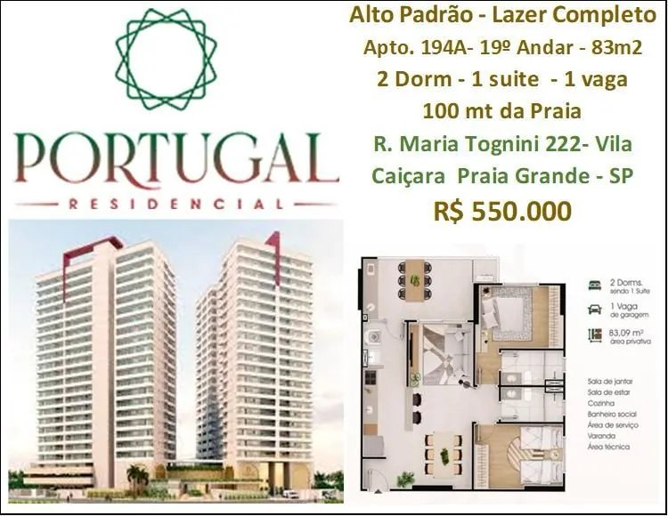 Apartamento para Venda - Vila Caiçara - 83m2 - 2 dorm(s) - Praia Grande/SP - 4912